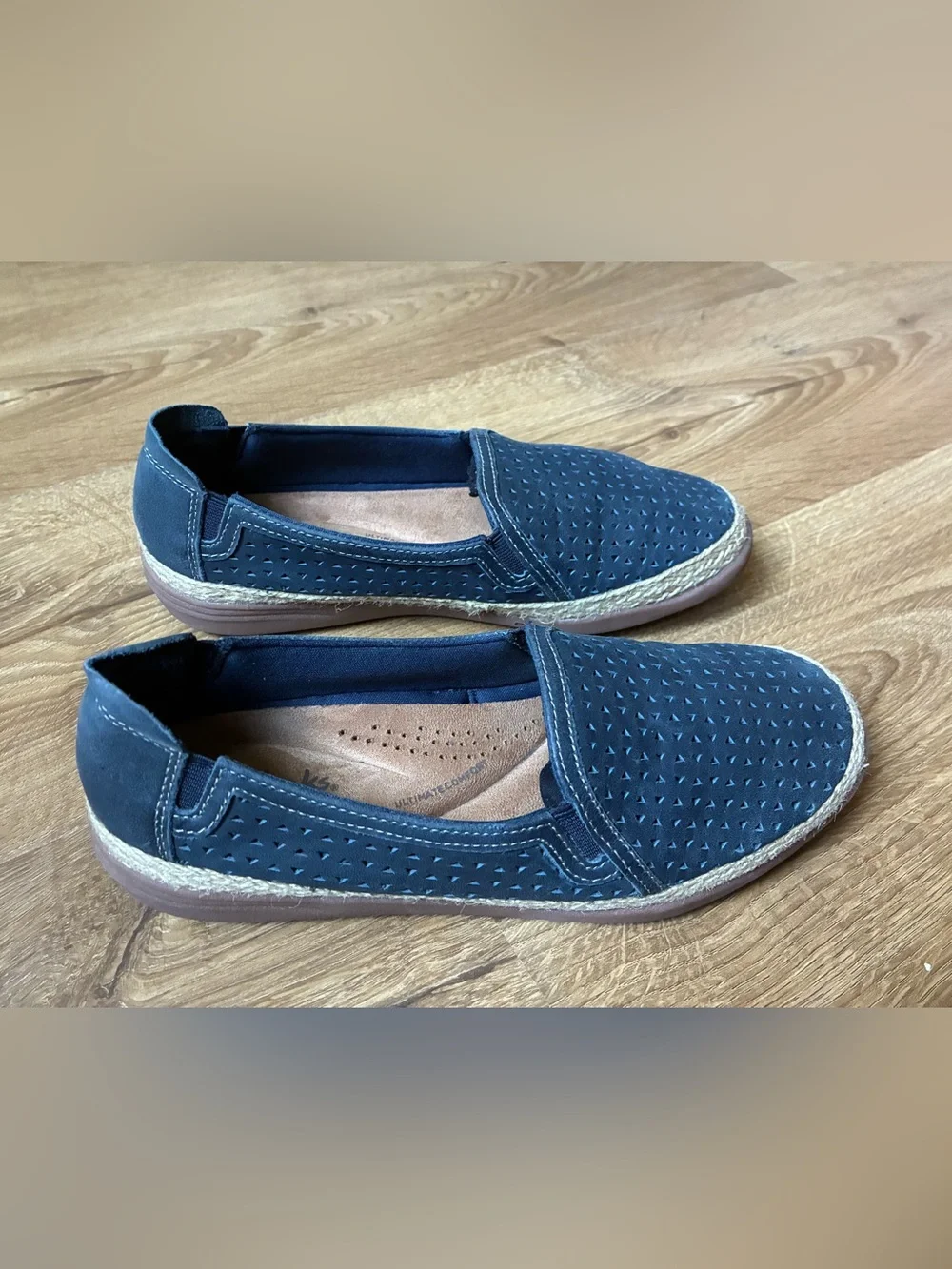 Clarks Leather Perforated Slip-On Espadrille, Leather 6.5